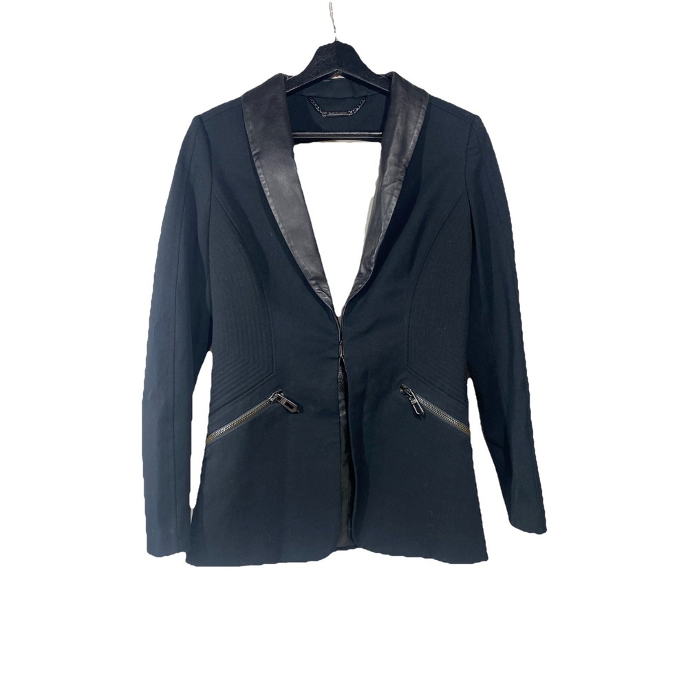 Faith Jacket Size Small Black  Bare Back With‎ Back Buckle Leather Collar
